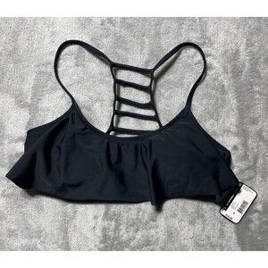 O’rageous Juniors Bralette Size Small Black Ruffled Front Racerback